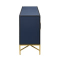 Distinctive Features Of Four Door Sideboard With Metal And Cross Leg Design,Suitable For Living Rooms,Entrance And Study Navy Blue American Design Mdf