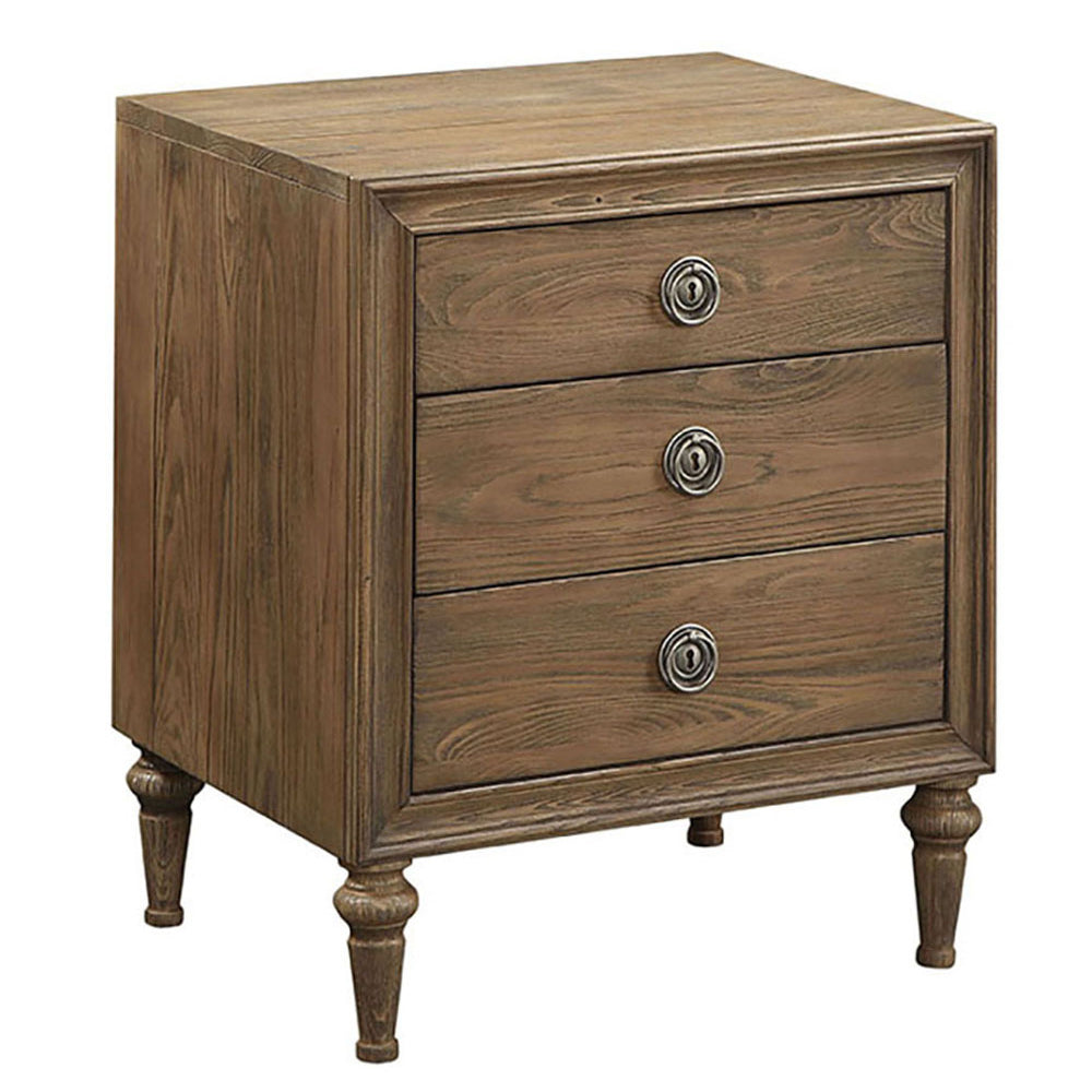 Reclaimed Oak Nightstand With 3 Drawer Oak 3 Drawers Bedroom Rectangle Drawers Oak Wood