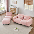 The 84.6 Inch Pink Teddy Fleece Creative Sofa Can Be Assembled Into A Two Seater Sofa Plus A Single Couch With Three Waist Pillows To Perfectly Stretch Your Waist For Small Apartment Bedroom Spaces Pink Polyester Blend 4 Seat