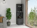 Seattle Bar Cabinet, Eight Bottle Cubbies, Two Large Open Shelves Freestanding 5 Or More Shelves Smoke Gray Primary Living Space Open Storage Space Contemporary Pine Melamine Melamine