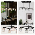 Matte Black Crystal Chandelier For Dining Room, 8 Light Kitchen Chandelier Light Fixture Modern Metal Industrial Chandeliers For Farmhouse Entryway Living Room 8*G9 Bulbs Included Matte Black