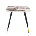 Modern Minimalist Dining Table. Imitation Marble Patterned Stone Burning Tabletop With Black Metal Legs.Modern Dining Chair With Pu Artificial Leather Backrest Cushion And Black Metal Legs.F 001 C 007 Grey Sintered Stone