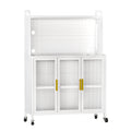 Carbon Steel Kitchen Storage Cabinets, Microwave Stand, Bakers Racks For Kitchens With Storage, Microwave Cart, Transparent Flap Door Design Kitchen Storage Shelves Free Screws 4 Tiers White White Metal