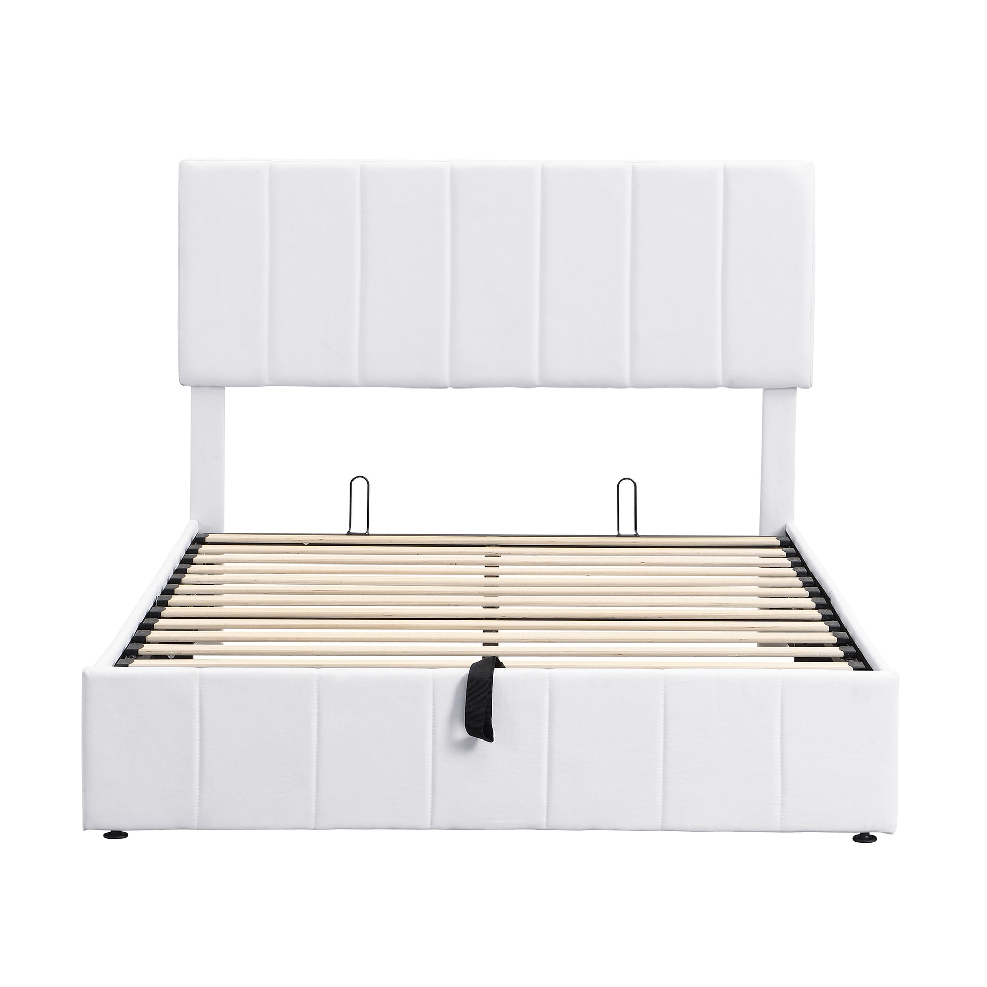 Full Size Upholstered Platform Bed With A Hydraulic Storage System White Old Sku: Lp000111Aak White Upholstered