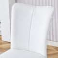 Modern Minimalist Dining Chair, White Pu Leather Curved Back And Seat Cushion, White Metal Chair Legs, Suitable For Dining Room, Bedroom, Living Room. A Set Of 2 Chairs. 008 White Pu