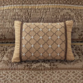 6 Piece Jacquard Quilt Set With Throw Pillows Brown Gold Full Queen Full Brown Gold Cotton