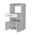 Corsica Pantry Cabinet Microwave Stand, Multi Function With Drawer White White Kitchen Particle Board Engineered Wood