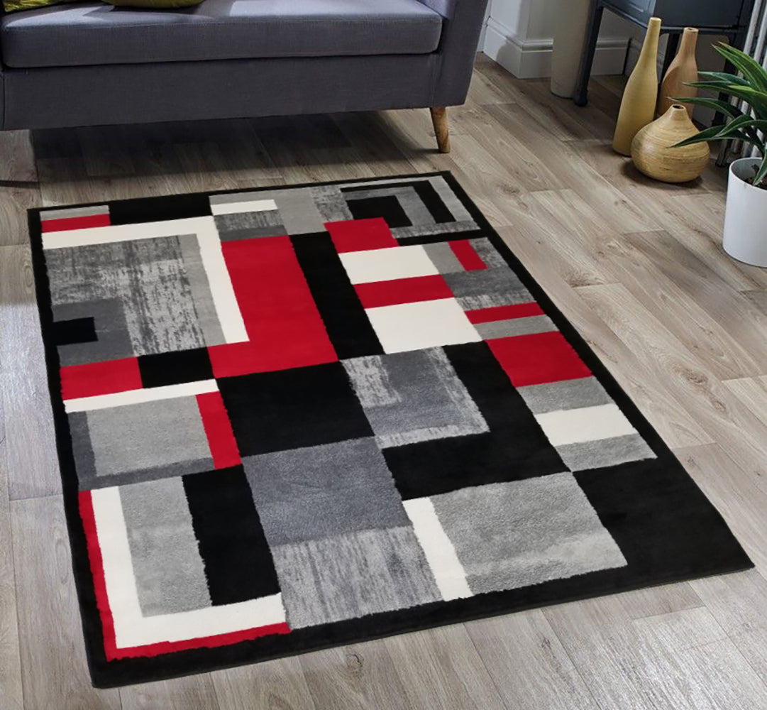 Jersey Area Rugs, Carpets For Livingroom, 5X7 Area Rugs ,3006 Black Grey Rectangle 5&7 Grey Contemporary Abstract Polypropylene