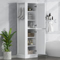 Tall Bathroom Storage Cabinet, Freestanding Storage Cabinet With Hook And Adjustable Shelf, Mdf Board, White White 2 Mdf