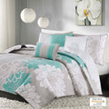 6 Piece Printed Cotton Quilt Set With Throw Pillows Aqua King Cal King King Aqua Polyester