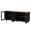 Farmhouse Tv Stand With Tempered Glass Doors For Tvs Up To 70