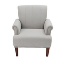1Pc Traditional Accent Chair Rolled Arms Trim Soft Fabric Upholstered Furniture For Living Room Bedroom Office 30