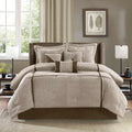 7 Piece Micro Corduroy Comforter Set Taupe Cal King California King Taupe Polyester