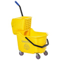 Homcom Mop Bucket Cart With Side Press Wringer, Metal Handle And 34 Quart Capacity, Yellow Yellow Iron Plastic