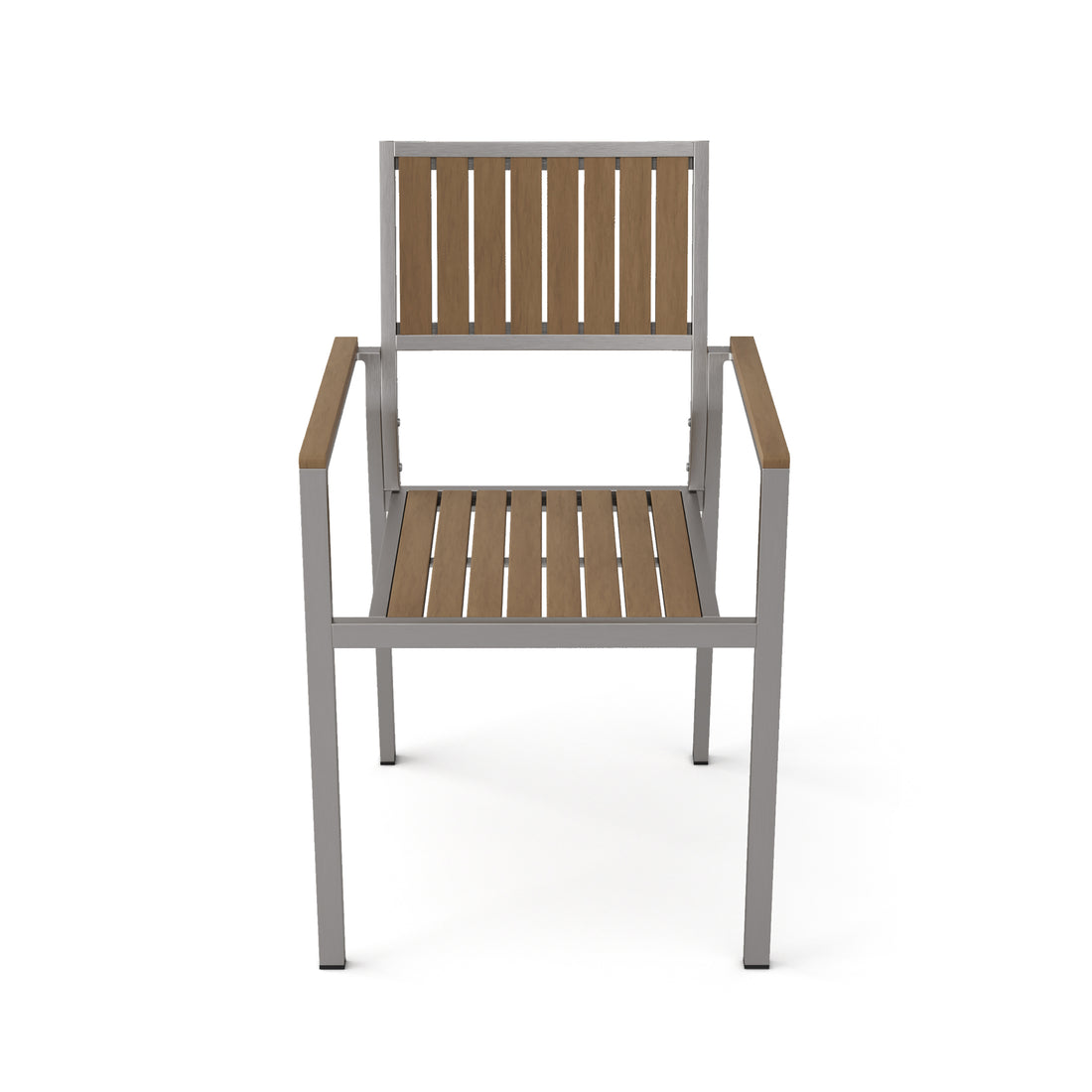 Cape Coral Aluminum With Wood Dining Chair Set Of 2 Natural Aluminum