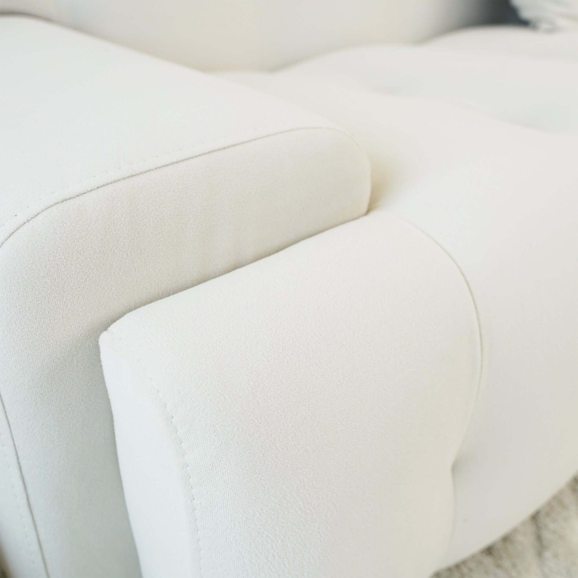 Brampton Mid Century 90 Inch Cream Velvet Sofa Cream,White Nature Velvet Wood Primary Living Space Medium Firm Tufted Back Mid Century Modern Foam Solid Wood,Velvet 3 Seat