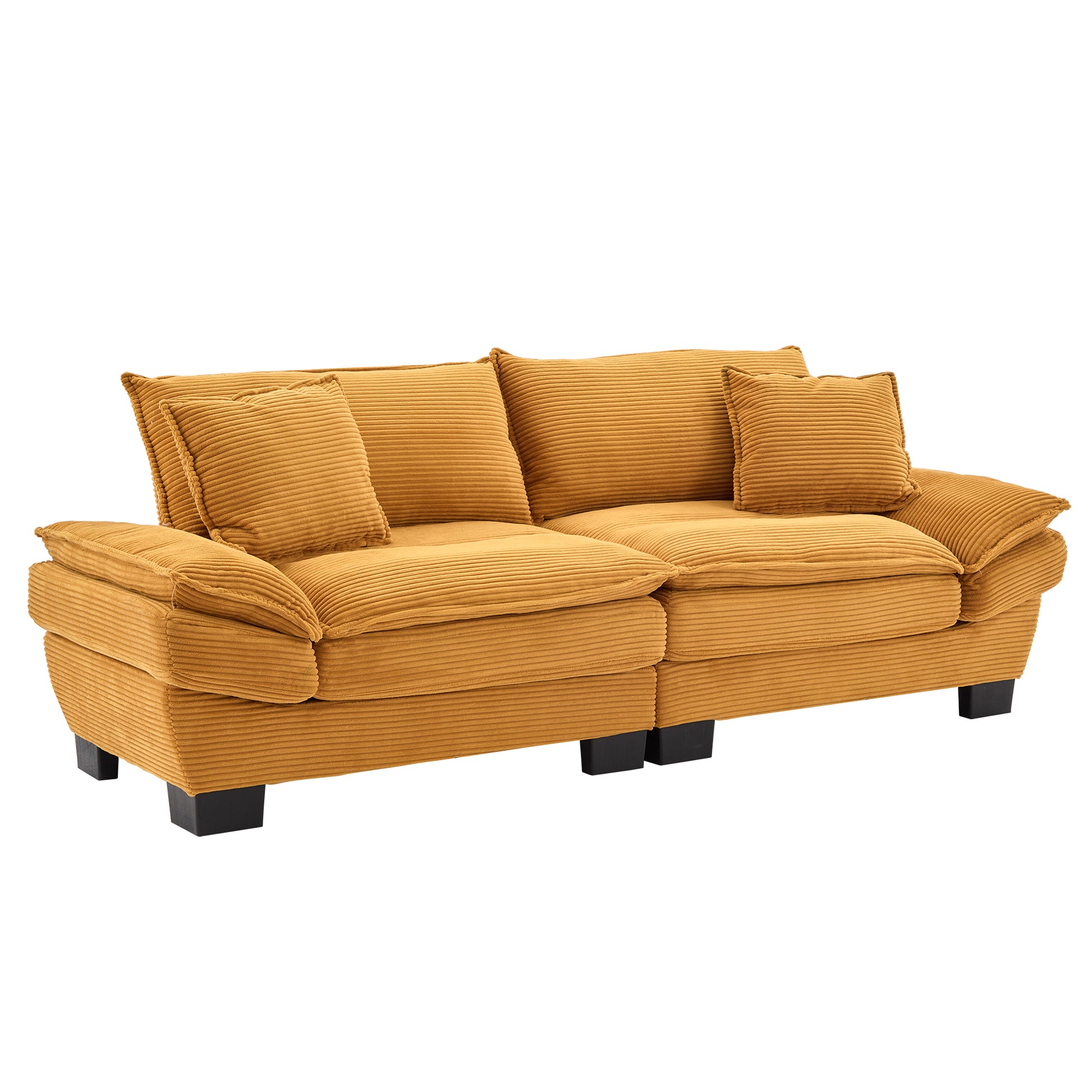 Corduroy Sofa Sleeper Couch Loveseat Sofa With Pillows Comfy Upholstered Deep Seat Sofa For Bedroom,Living Room,Apartment,Office,Dorm Yellow Corduroy Yellow Foam Upholstered 2 Seat