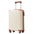 Hardshell Luggage Sets 3 Piece Carry On Suitcases With Wheels, Tsa Lock For Men Women, White Brown 20In Brown White Abs