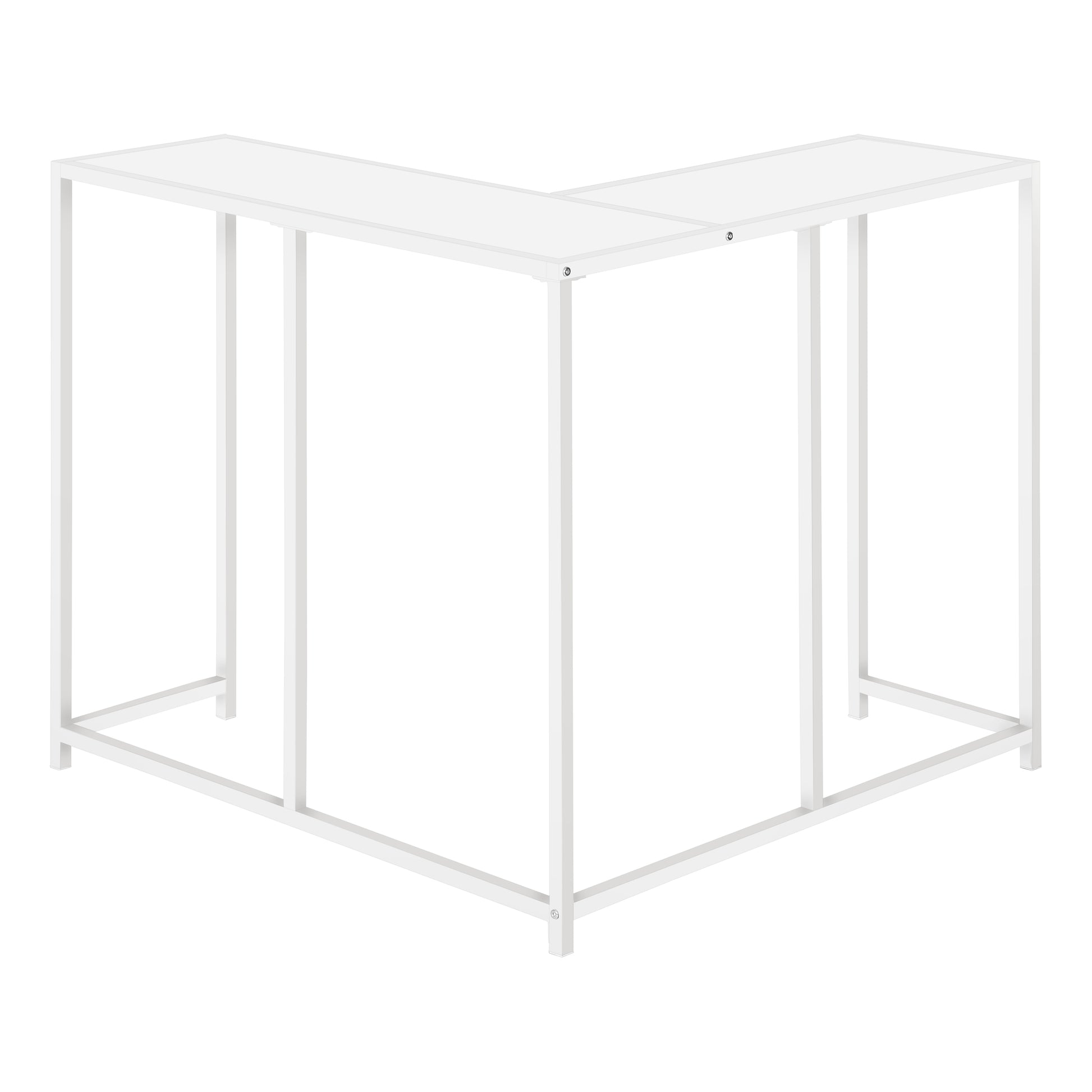 Accent Table, Console, Entryway, Narrow, Corner, Living Room, Bedroom, White Laminate, White Metal, Contemporary, Modern White Particle Board