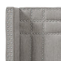 Elle Wingback Upholstered King Bed, Silver Grey Polyester Gray Polyester