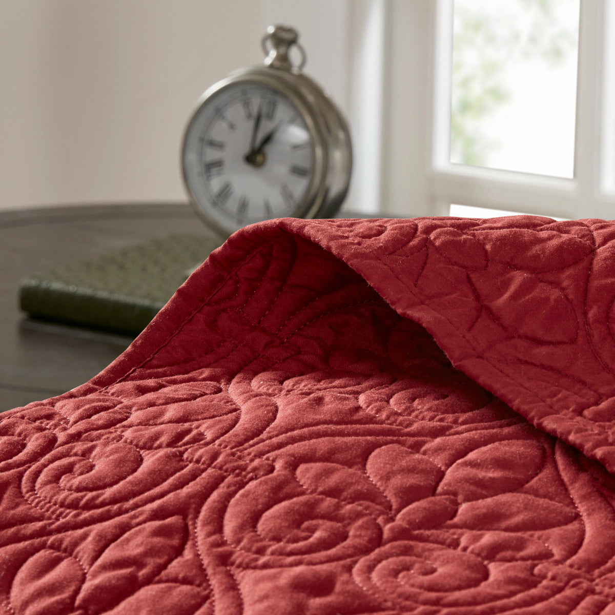 Reversible Bedspread Set Red King Red Cotton