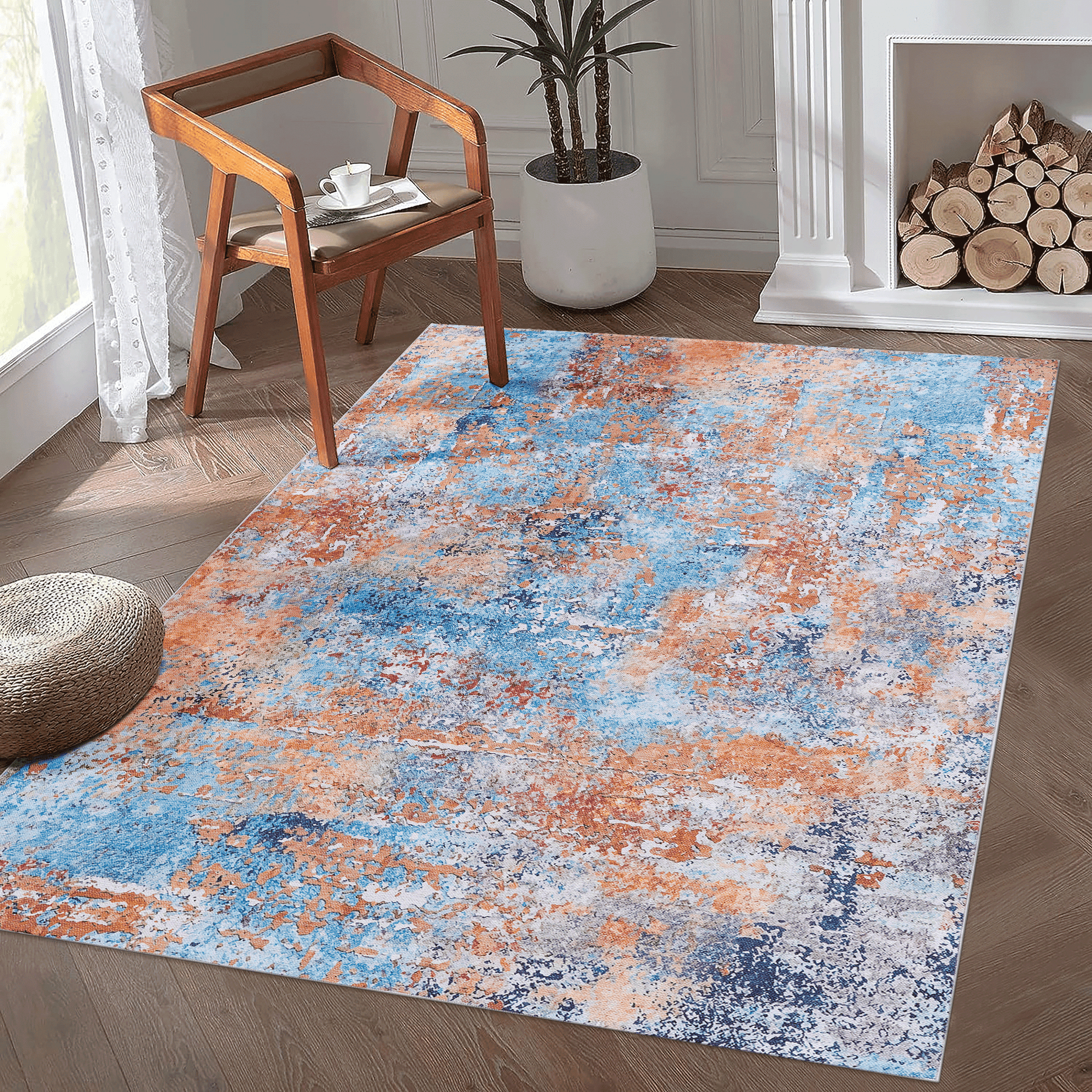 3X5 Area Rug, Washable Rug, Low Pile, Non Slip, Non Shedding, Foldable, Kid & Pet Friendly Area Rugs For Living Room, Bedroom, Kitchen, Dining Room Rug Perfect Gifts, Multi, 3' X 5' Multi Chenille Polyester