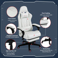 Vinsetto High Back Pu Leather Gaming Chair, Racing Computer Chair With Swivel Wheels, Retractable Footrest, Headrest, Lumbar Support, And Armrest, White And Pink White Faux Leather