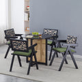 Black Solid Wood Round Table, All Solid Wood And Rattan Workman, Seats 2 4 People, Diameter 31.5 Inches Black Rubber Wood