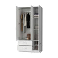 White 4 Door 2 Drawer Armoire White Bedroom Melamine