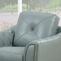 Modern Tufted Leather Chair Seafoam Leather