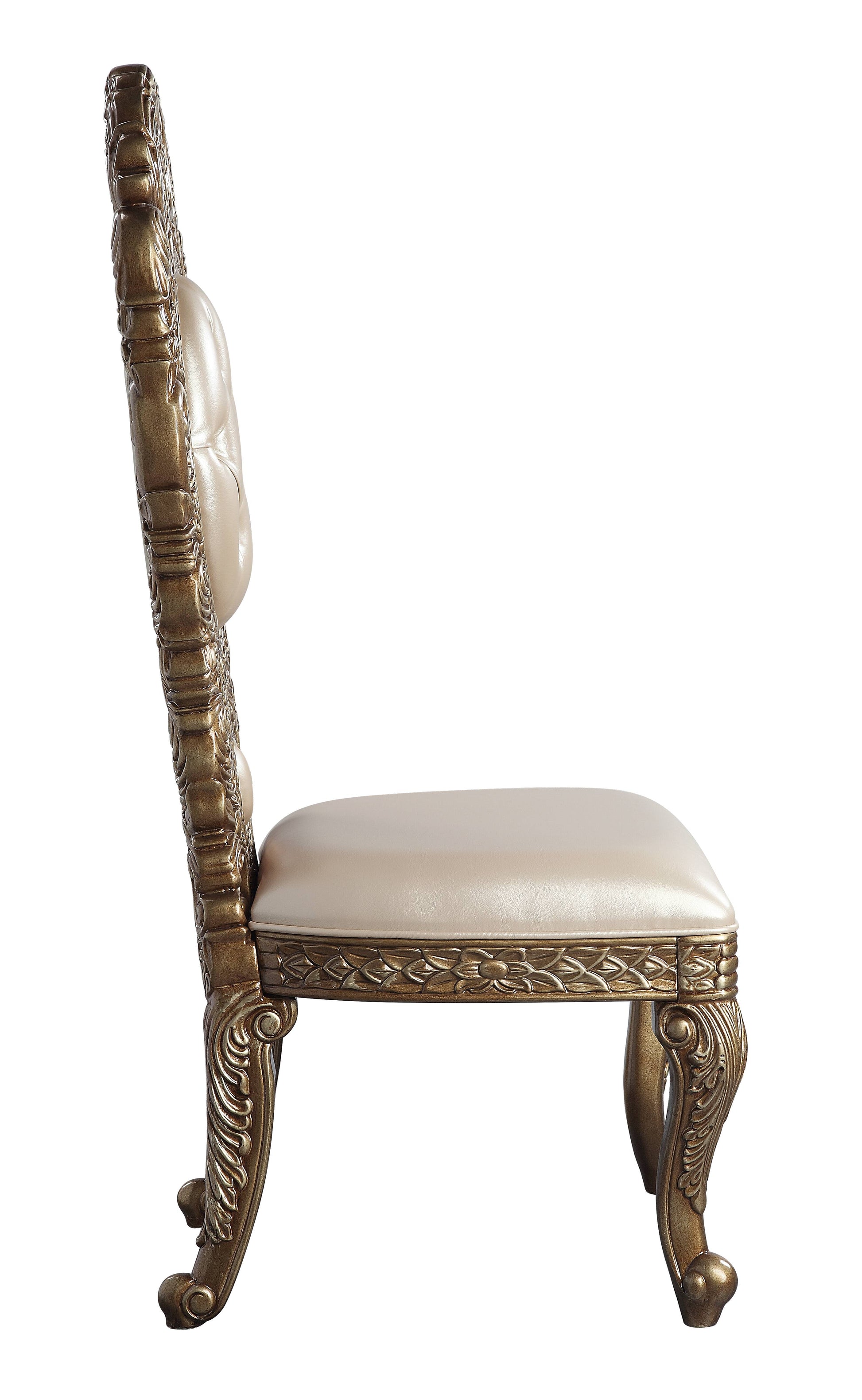 Ivory And Gold Side Chair With Tufted Back Set Of 2 Solid Ivory Gold Dining Room Side Chair Tufted Back Set Of 2 Wood Fabric