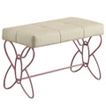 White And Light Pink Tufted Bench White Pink Faux Leather Bedroom White Faux Leather