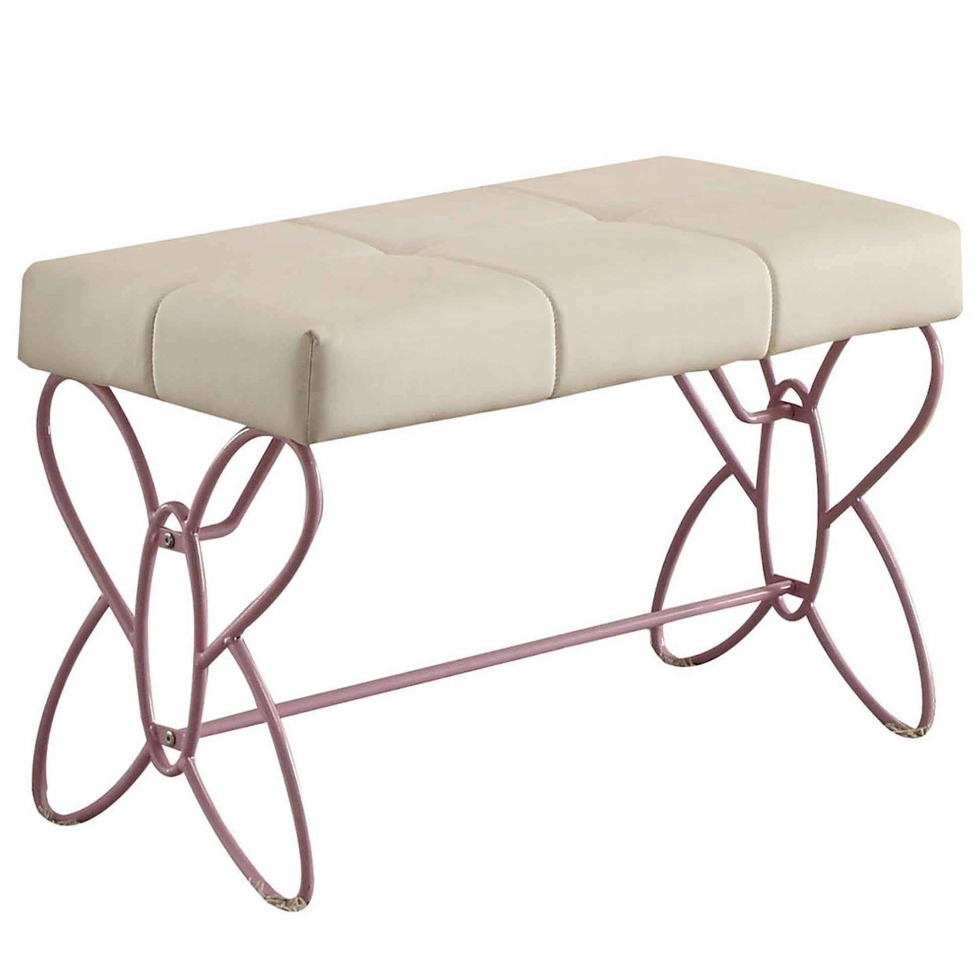 White And Light Pink Tufted Bench White Pink Faux Leather Bedroom White Faux Leather