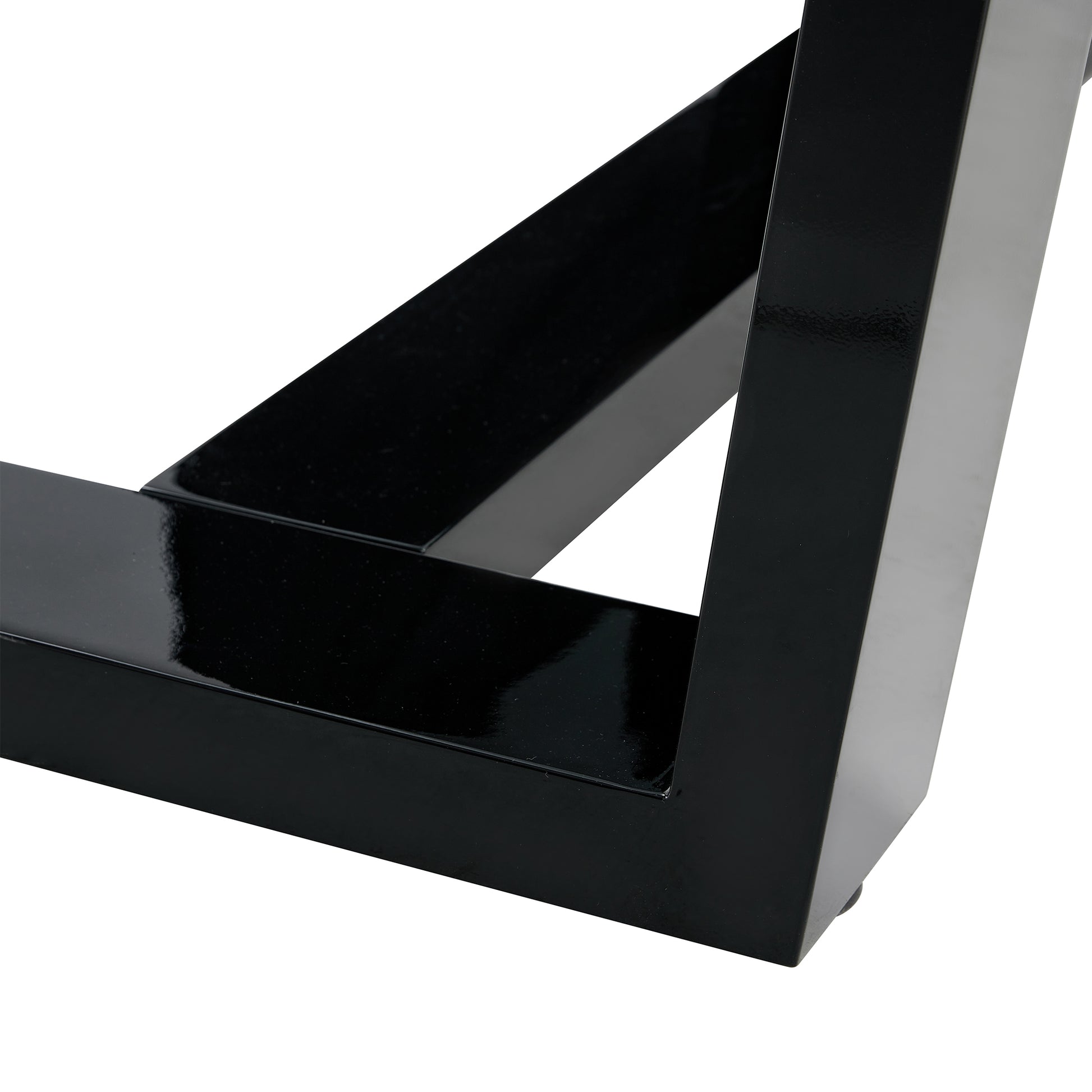 Table And Chair Set.A Rectangular Dining Table Features With Tempered Glass Top And Sleek Black Mdf Stand.Paried With 6 Pu Chairs With Checkered Armless High Back And Electroplated Metal Legs. Black,Transparent Seats 6 Mdf Glass