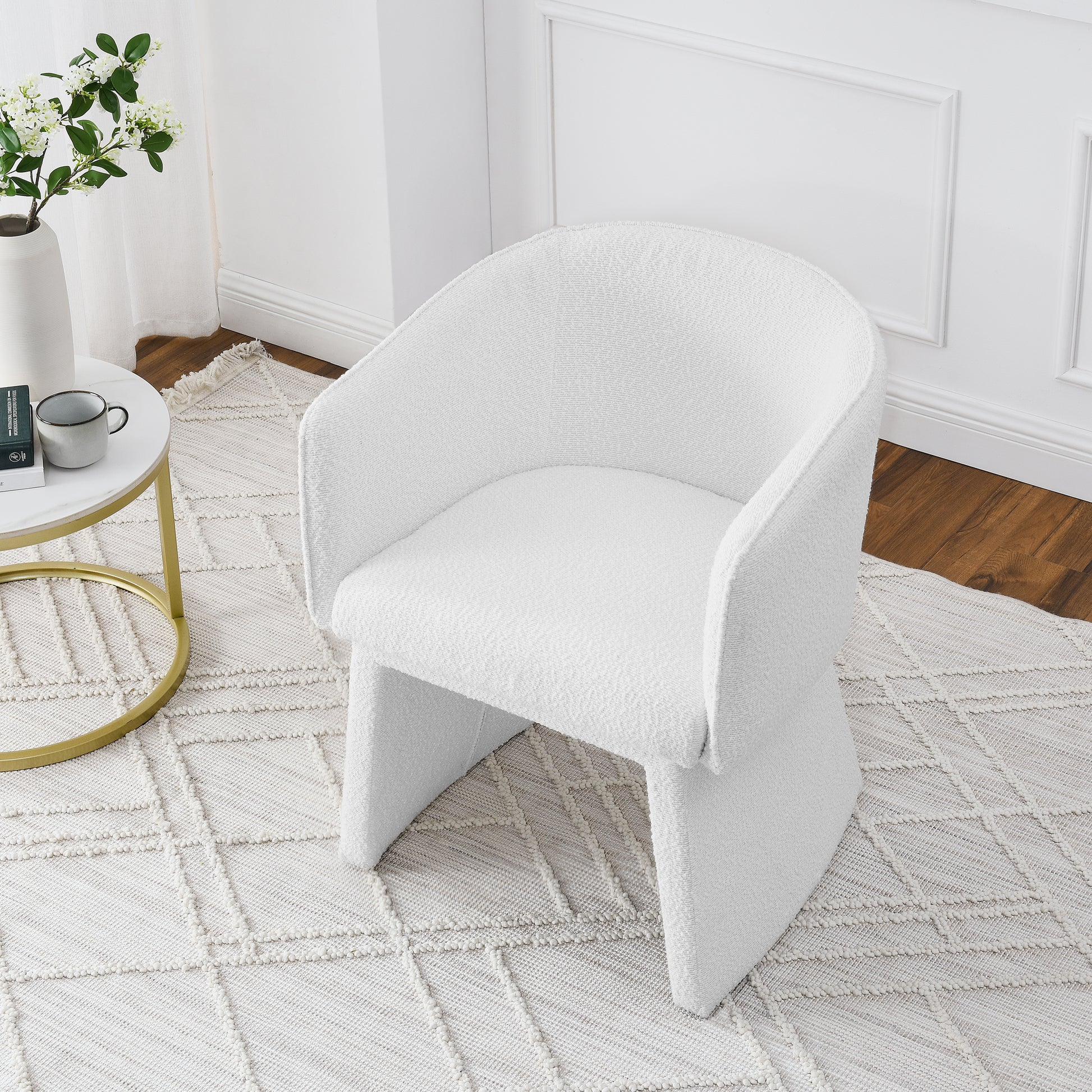 Modern Style Simple And Elegant Chair, White Leisure Chair, Suitable For Dining Bedroom Living Room Reception Desk Assembly Required White White Foam
