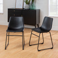 Industrial Faux Leather Dining Chairs, Set Of 2