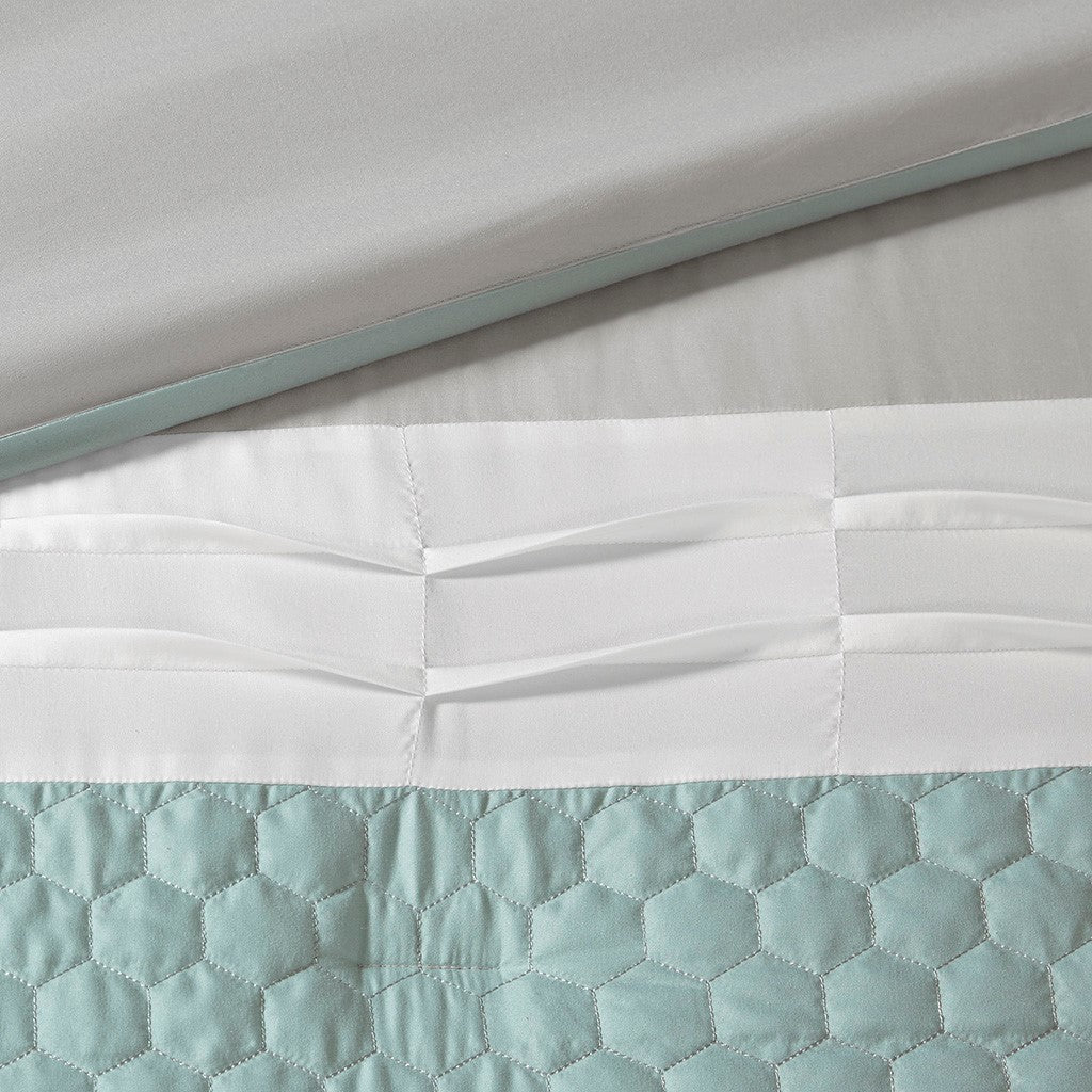 8 Piece Comforter Set Seafoam Grey Queen Queen Multicolor Polyester