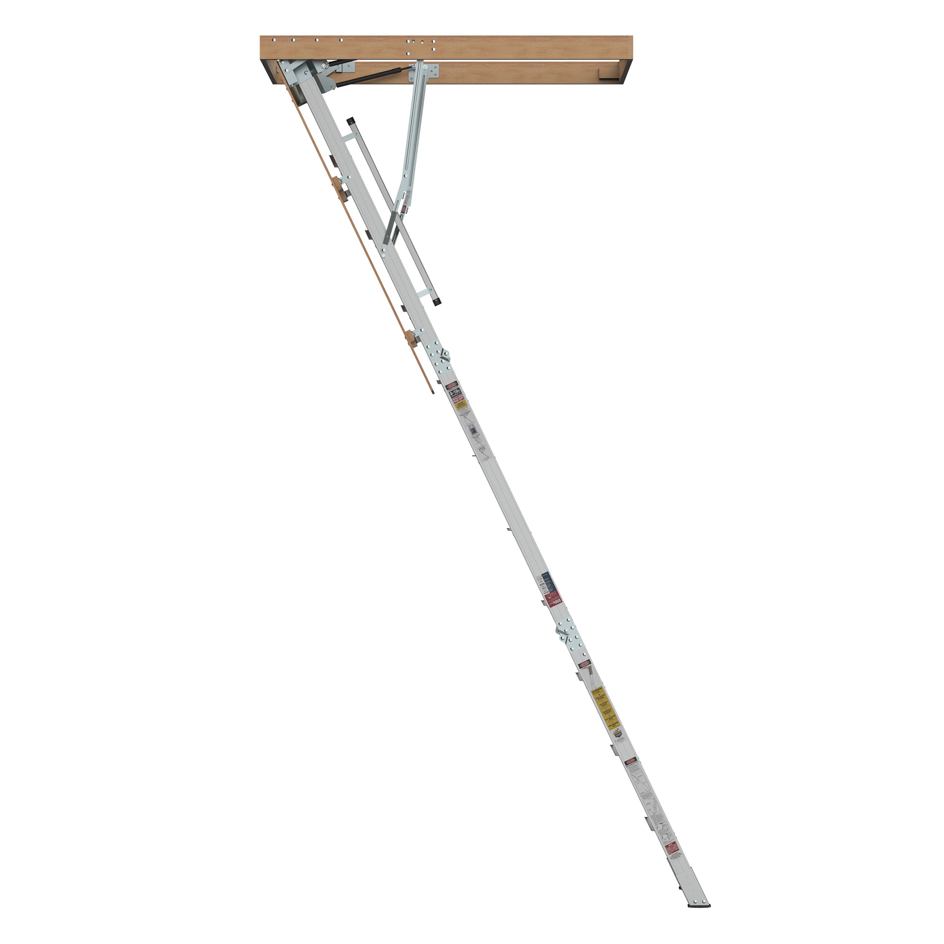 Household Aluminum Attic Ladder 25" X 54" ,375 Lbs Capacity, 7'8" 10'3" Ceiling Height Grey Aluminium Alloy