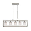 5 Light Dimmable Kitchen Island Rectangle Chandelier Nickel Ceiling Lights Steel Metal