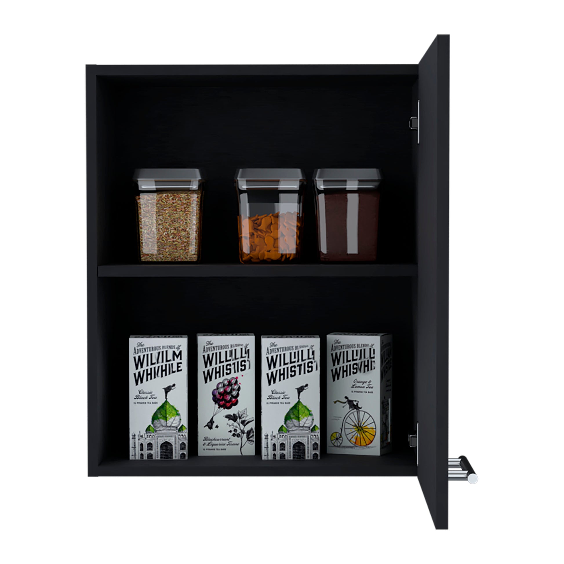 Manchester 20" Wide One Door And Two Shelves Wall Cabinet Black Dining Room Modern Particle Board