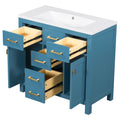 36'' Bathroon Vanity With Resin Sink Combo Set,Modern Freestanding Single Bathroom Cabinet With 4 Drawers & 2 Cabinets,Storage Cabinet For Bathroom, Solid Wood Frame Vanity Set, Blue 4 Blue 2 Adjustable Hinges Bathroom Freestanding Modern Solid Wood Mdf