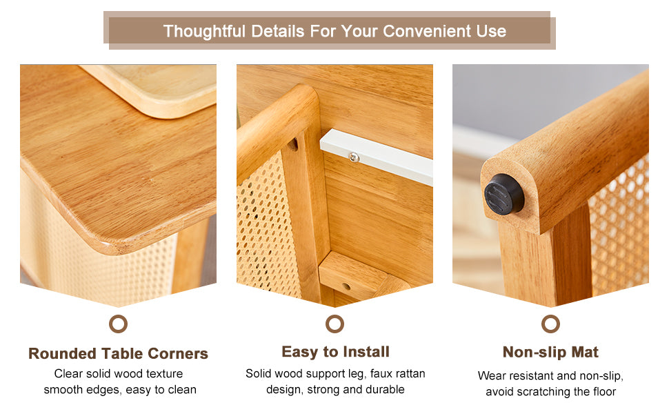 Table And Chair Set, Ancient Style Solid Wood Dining Table, Imitation Rattan Table Legs, Beautiful Simple Solid Wood Dining Chair, Perfect For Dinner, Meetings, Home And Office Decoration Wood Rubber Wood