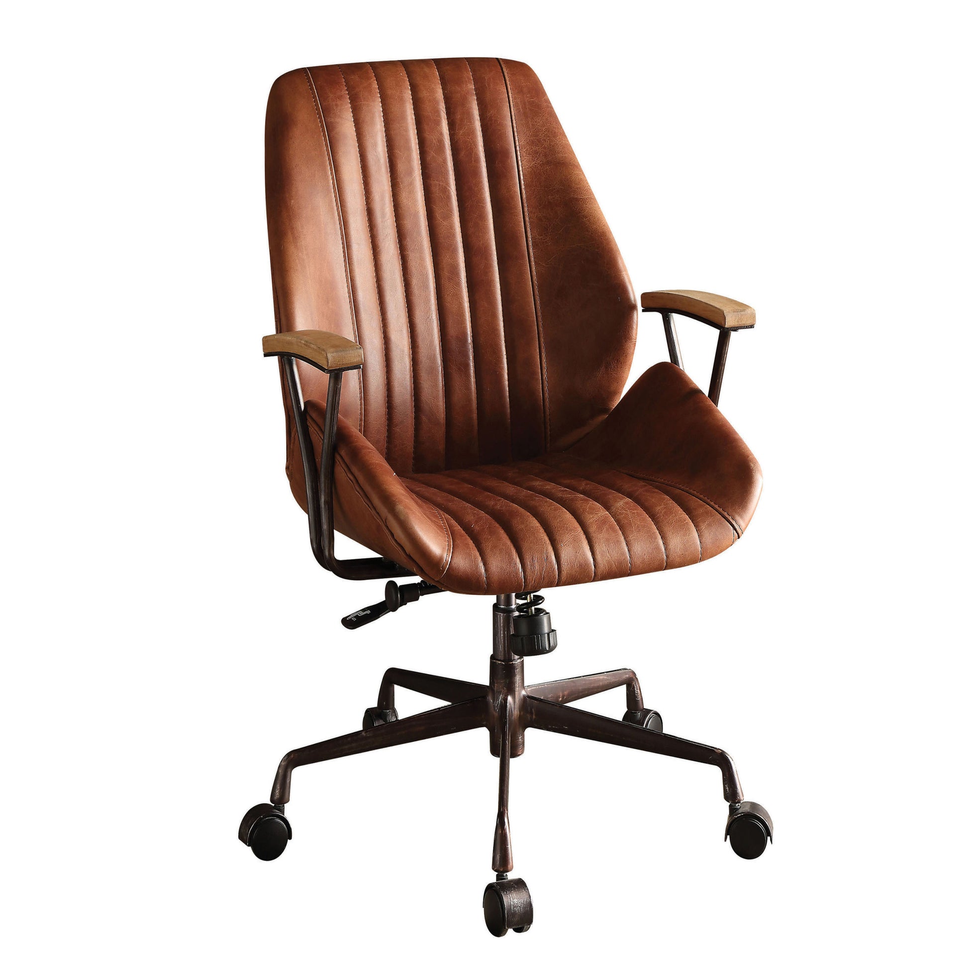 Cocoa Swivel Office Chair Solid Brown Office Foam Rectangular Industri