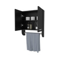 Goodyear Medicine Cabinet In Melamine With A Towel Bar, Black Black 2 2 Bathroom Wall Mounted Minimalist,Modern Particle Board Melamine