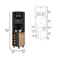 Corner Bar Single Door Cabinet Two Shelves, Ten Built In Wine Rack, Two Interior Shelves, Black Pine Multicolor Solid Wood Mdf Engineered Wood