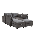 113.5'' Modular Sectiona Corduroy Sofa, Sectional Couches For Living Room U Shaped Sectional Couch With Storage Ottoman, 6 Seats Convertible Sectionals With Chaise Dark Gray Corduroy 6 Seat