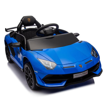 12V Kids Ride On Car W Parents Remote Control,Licensed Lamborghini Aventador Xago,Hydraulic Pressure Door,Slow Start,Early Education,Bluetooth,Adjustable Volume,Mp3,Usb,Led Lights For Kids Aged 2 4. Blue 50 99 Lbs Polypropylene