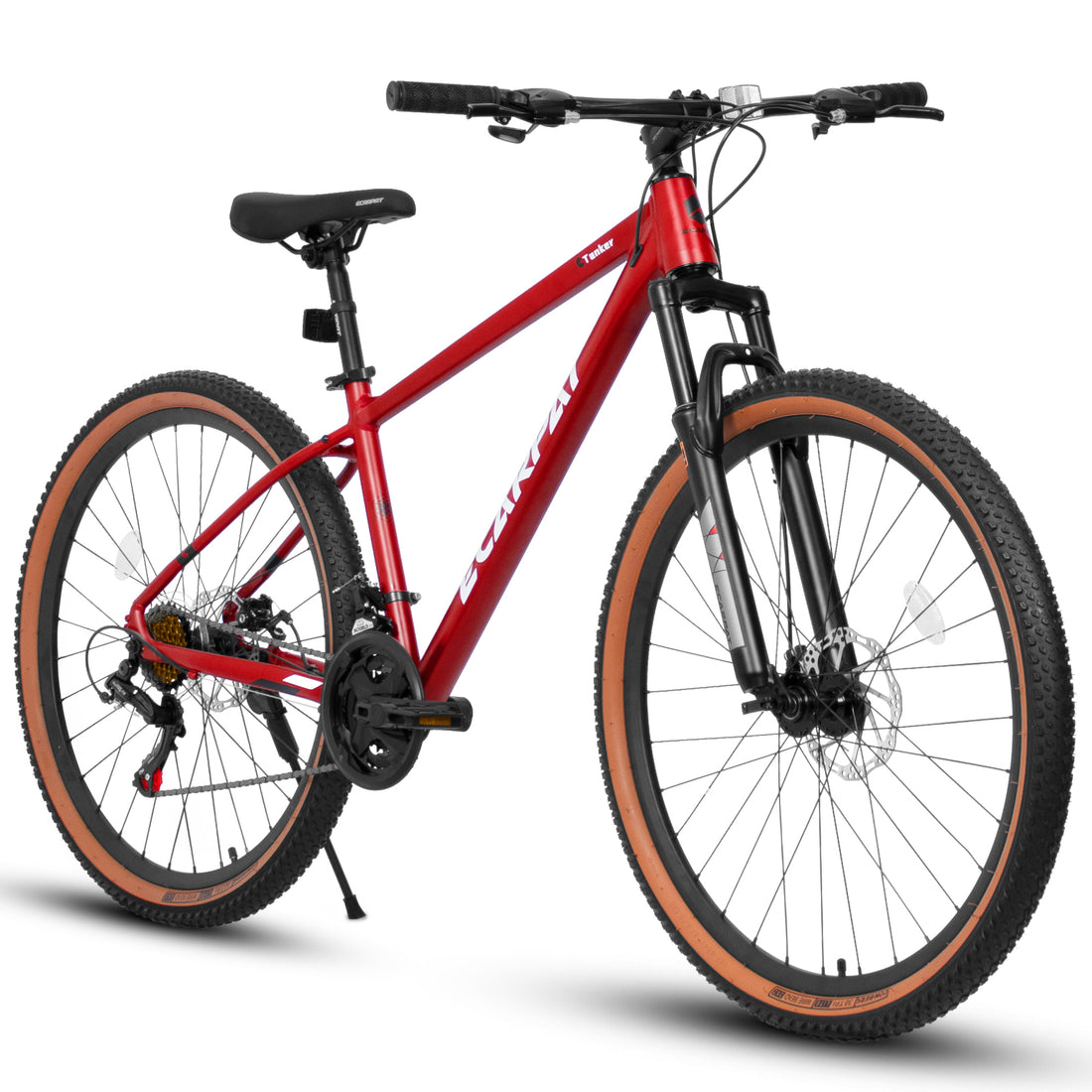 A27312 Mountain Bike 27.5 Inch Wheels, 21 Speed Mens Womens Trail Commuter City Mountain Bike, Aluminium Frame Disc Brakes Thumb Shifter Front Fork Bicycles Cycling Red Without Durable Garden & Outdoor Classic Multifunctional Polyurethane Foam Aluminum