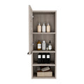 Milwaukee Medicine Cabinet, Two Shelves, Single Door Cabinet, Two Interior Shelves Light Gray 1 4 32 To 35 In Bathroom Wall Mounted Contemporary,Modern 10 15 Inches Melamine Engineered Wood