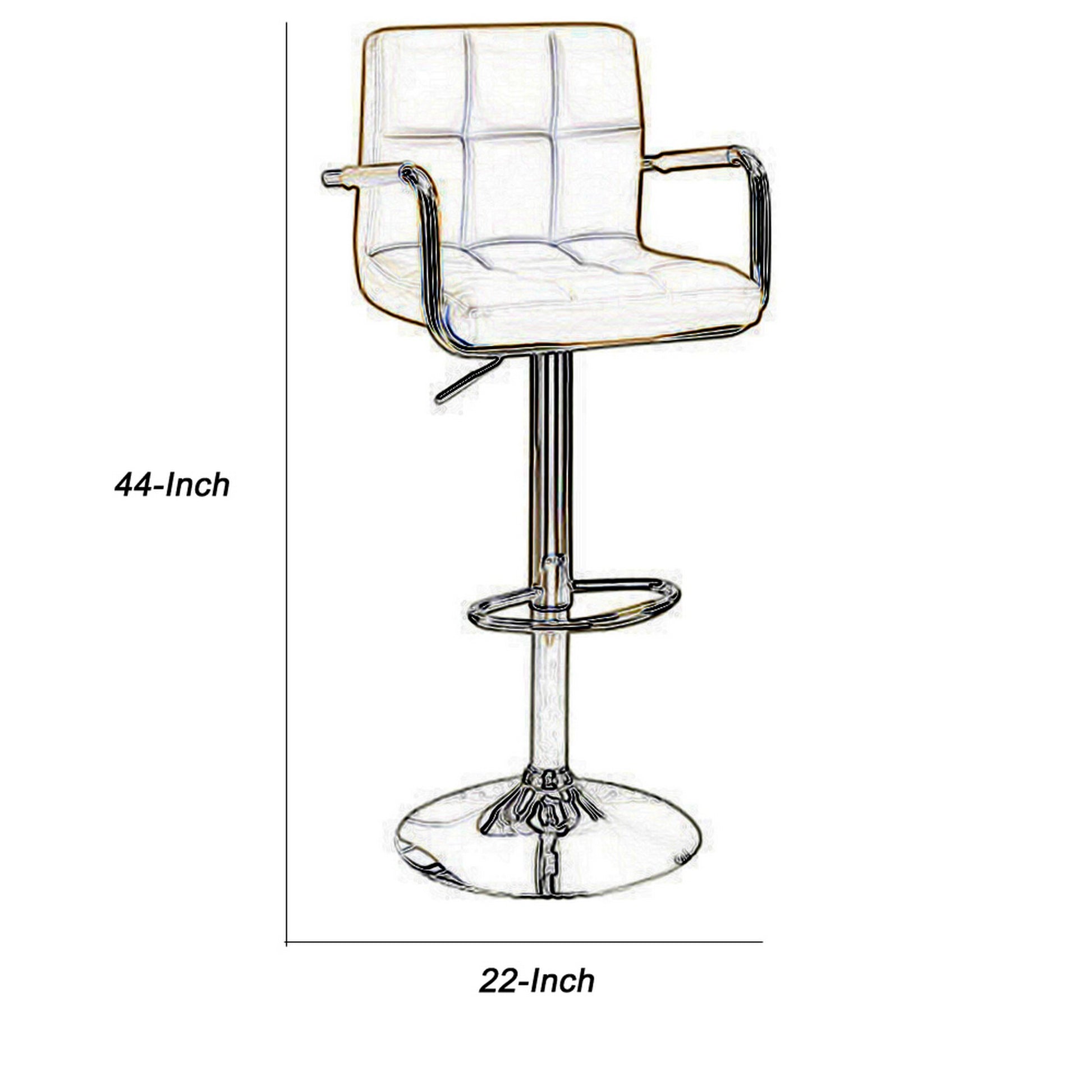 Arm Chair Style Bar Stool With Gas Lift Brown And Silver Set Of 2 Brown Mdf